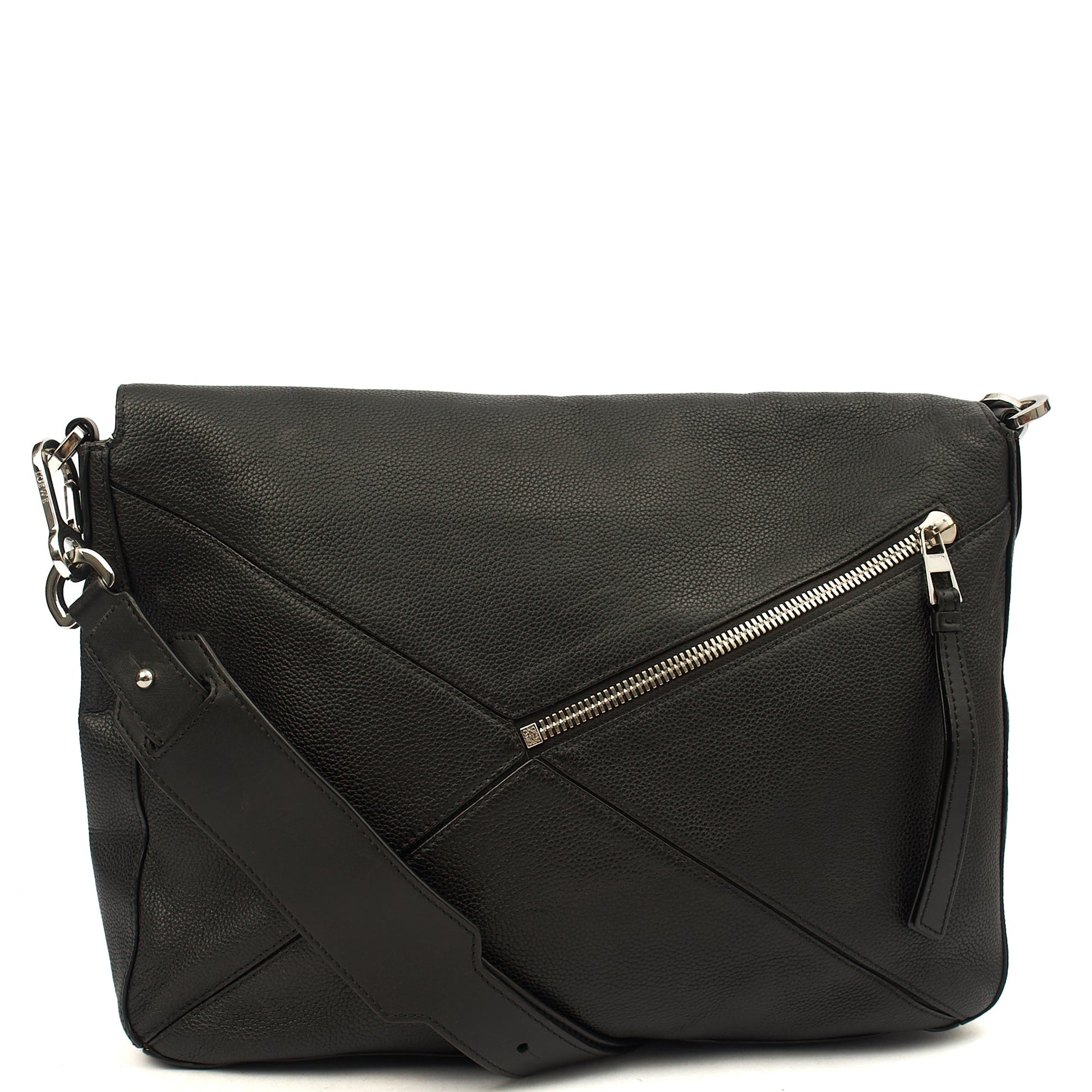 Loewe Cross Body Puzzle - Large in Black, Leather — Back View