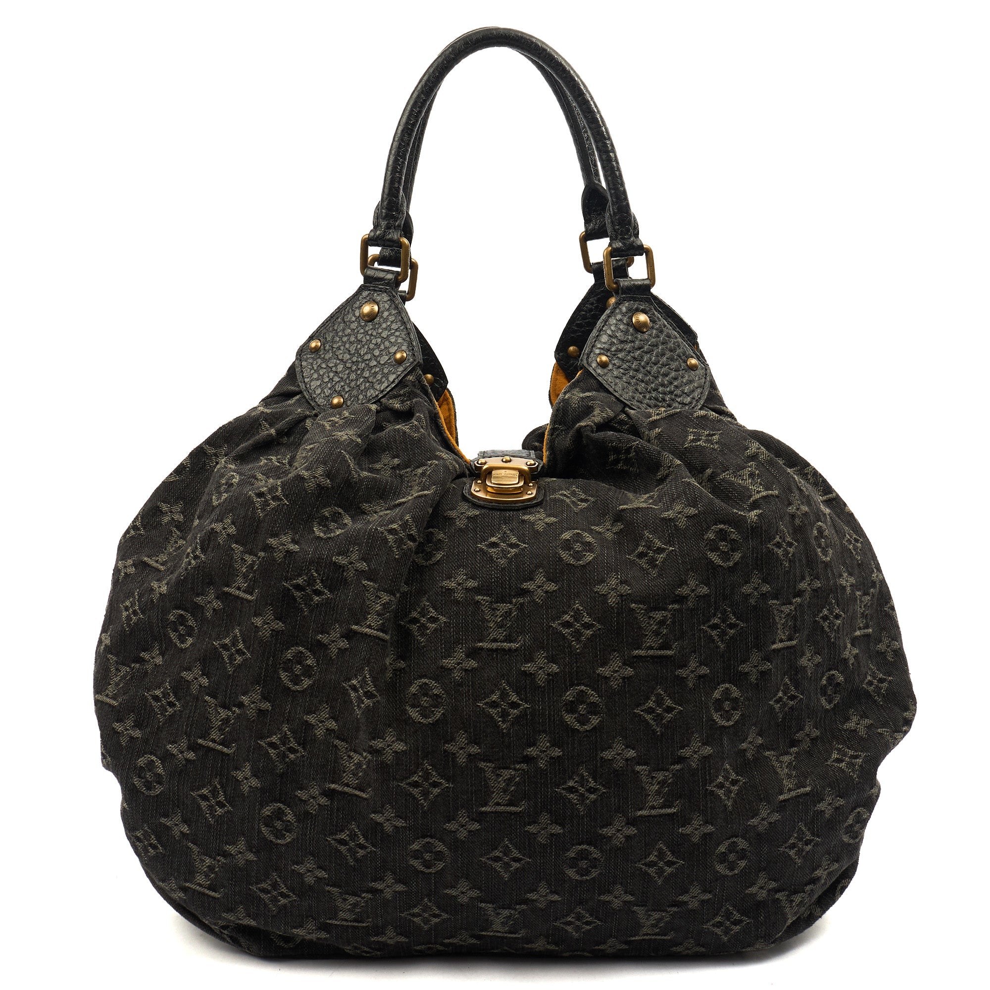 Louis Vuitton Tote Denim Baggy in Denim, Fabric — Front View