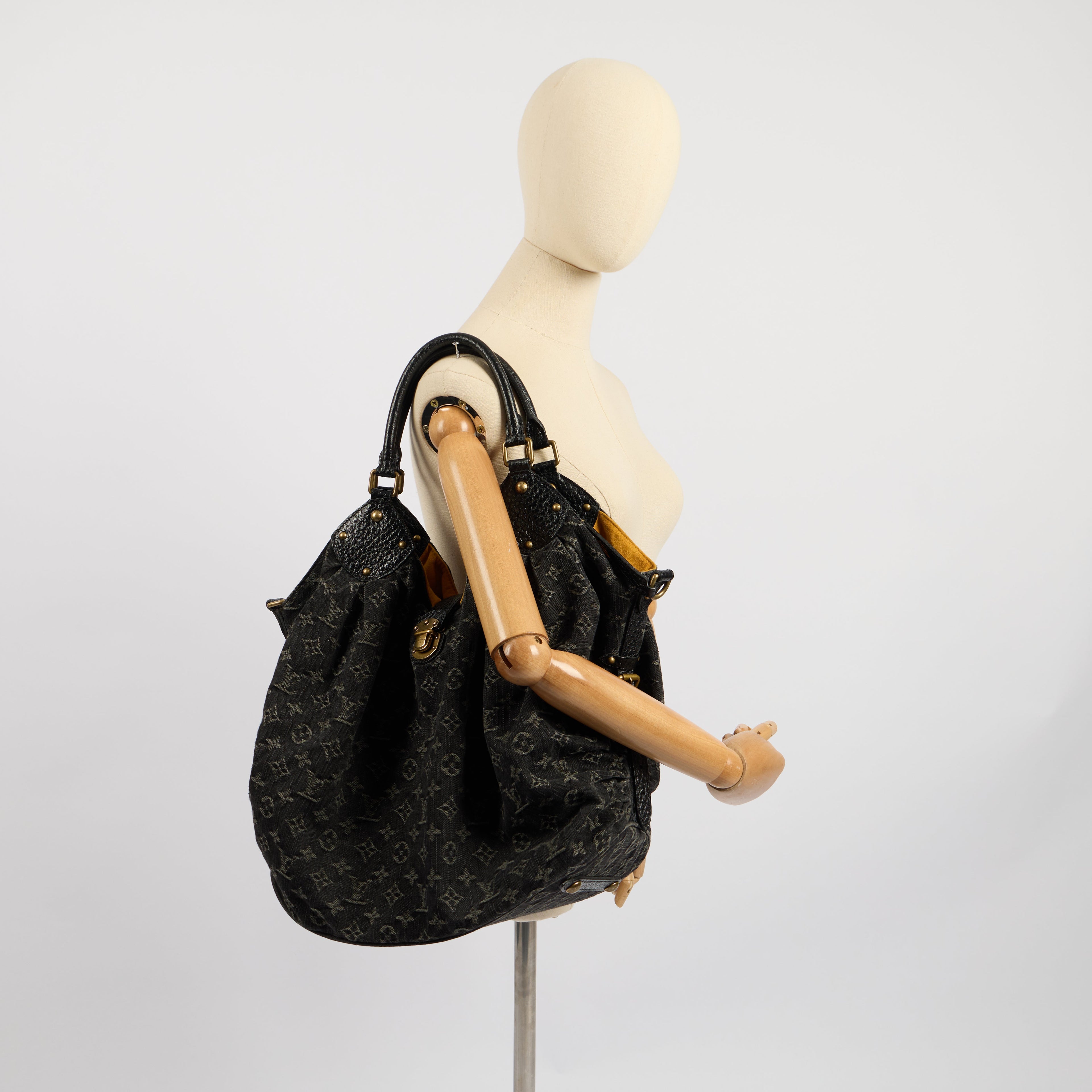 Louis Vuitton Tote Denim Baggy in Denim, Fabric — Side View
