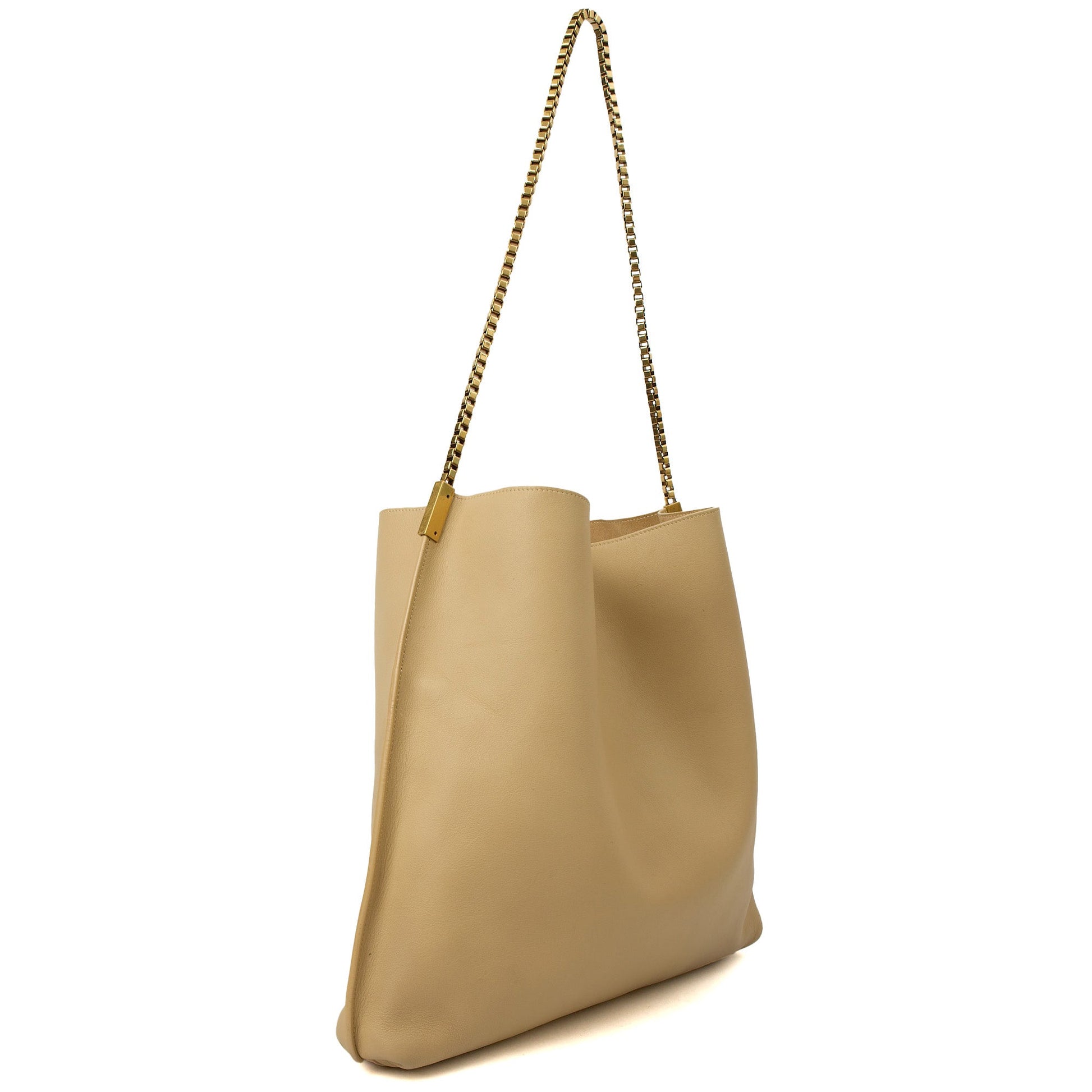 Saint Laurent Tote Suzanne Hobo in Neutral, Calfskin Leather — Back View