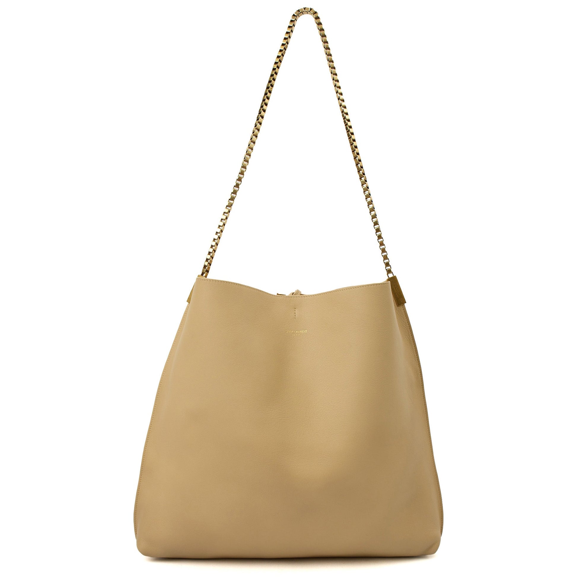 Saint Laurent Tote Suzanne Hobo in Neutral, Calfskin Leather — Front View