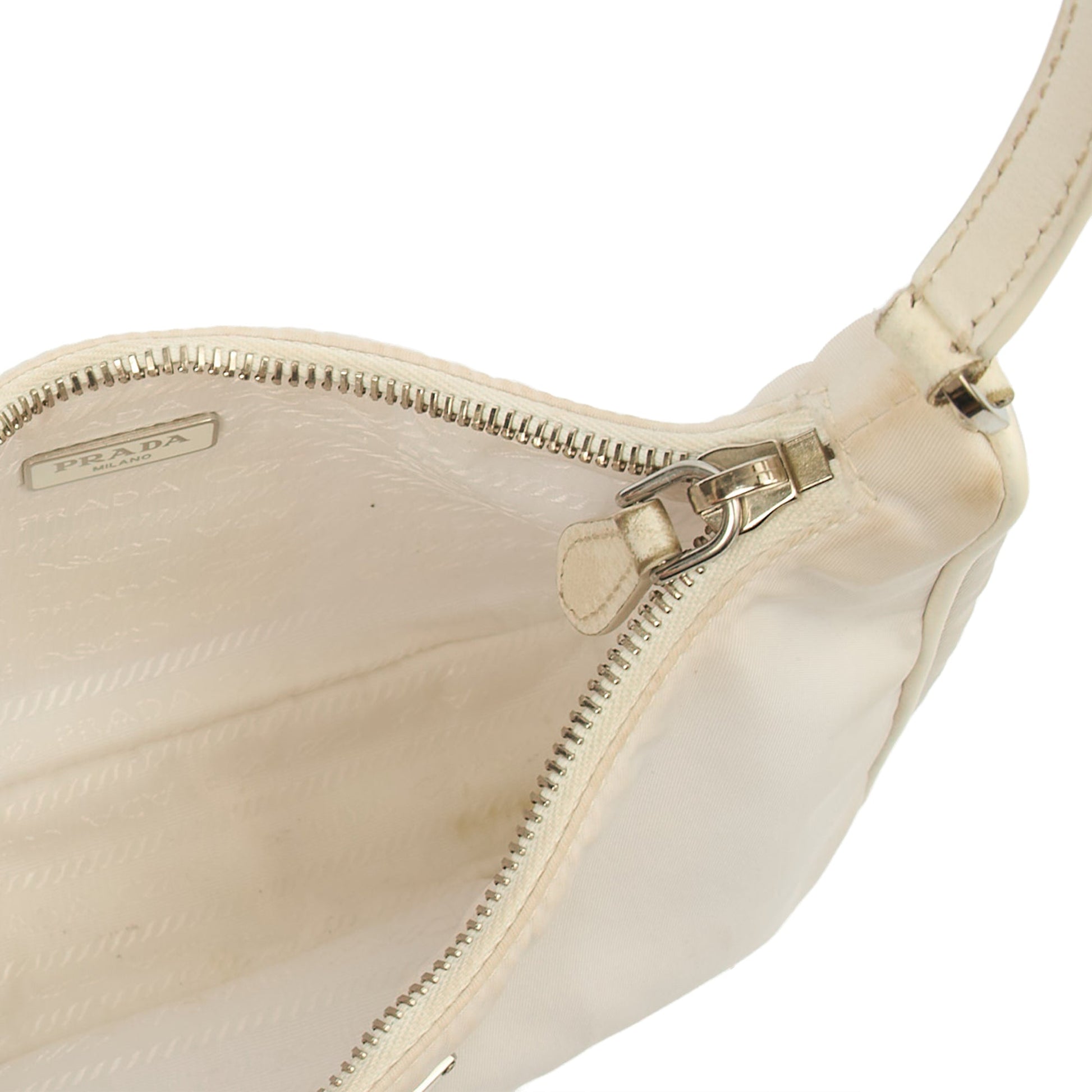 Prada Mini Bag Re-Edition 2005 Re-Nylon Bag in White, Canvas — Alternate View 14