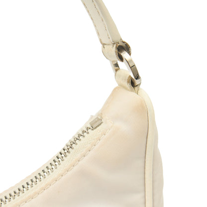 Prada Mini Bag Re-Edition 2005 Re-Nylon Bag in White, Canvas — Detail View