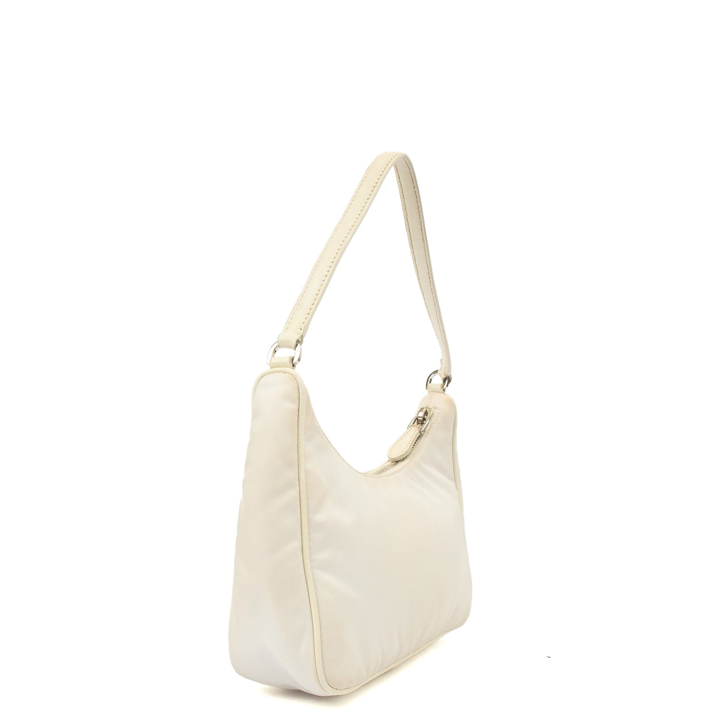 Prada Mini Bag Re-Edition 2005 Re-Nylon Bag in White, Canvas — Side View