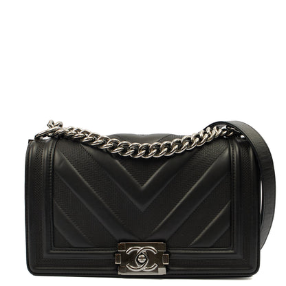 Chanel Shoulder Bag Boy - Medium in Black, Calfskin Leather — Alternate View 7