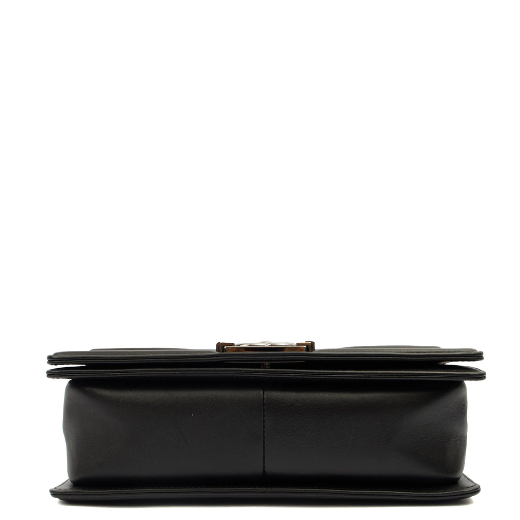 Chanel Shoulder Bag Boy - Medium in Black, Calfskin Leather — Top View