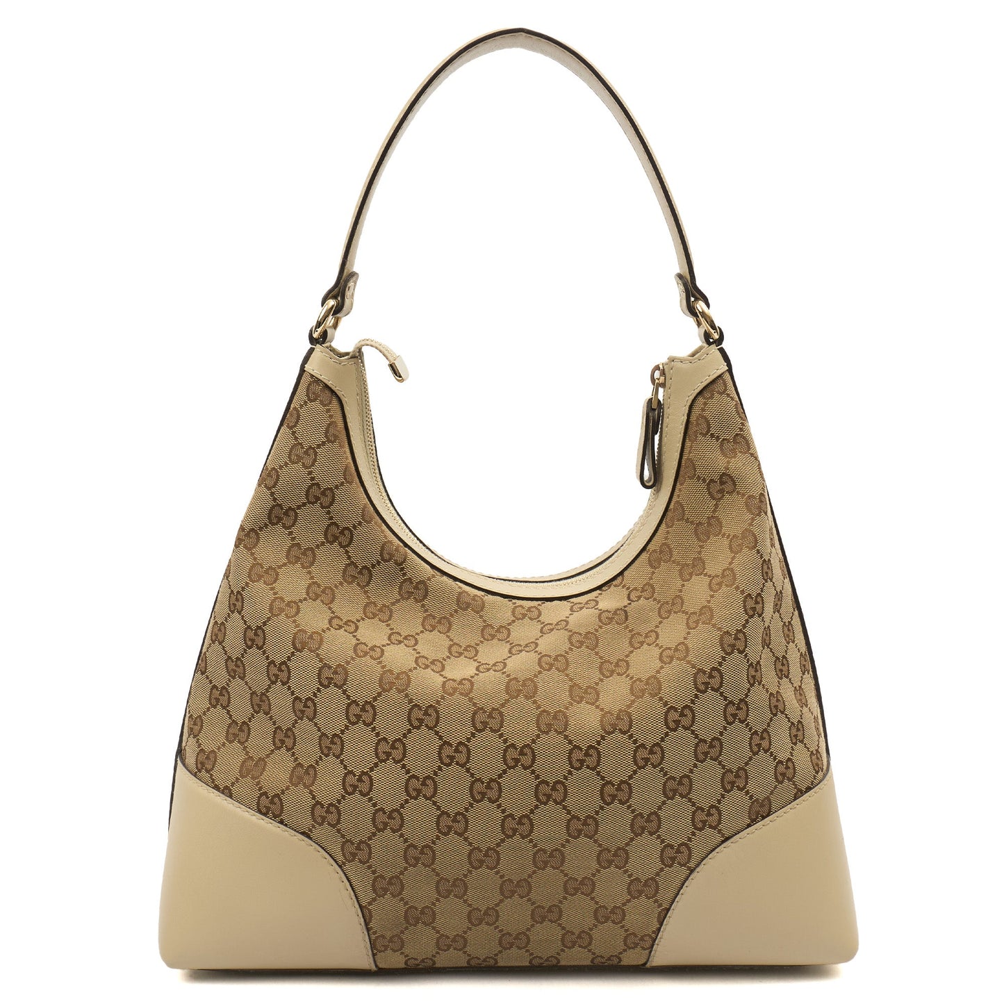 Gucci Tote Lovely Heart Hobo Bag - Large in Neutral, GG Canvas — Top View