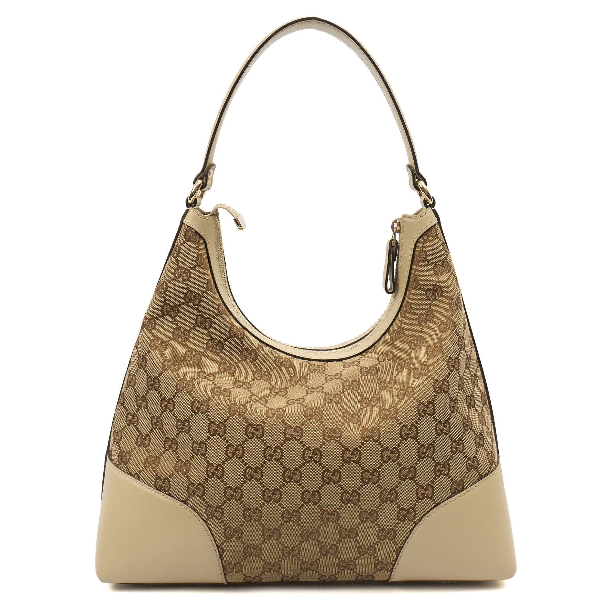 Gucci Tote Lovely Heart Hobo Bag - Large in Neutral, GG Canvas — Top View