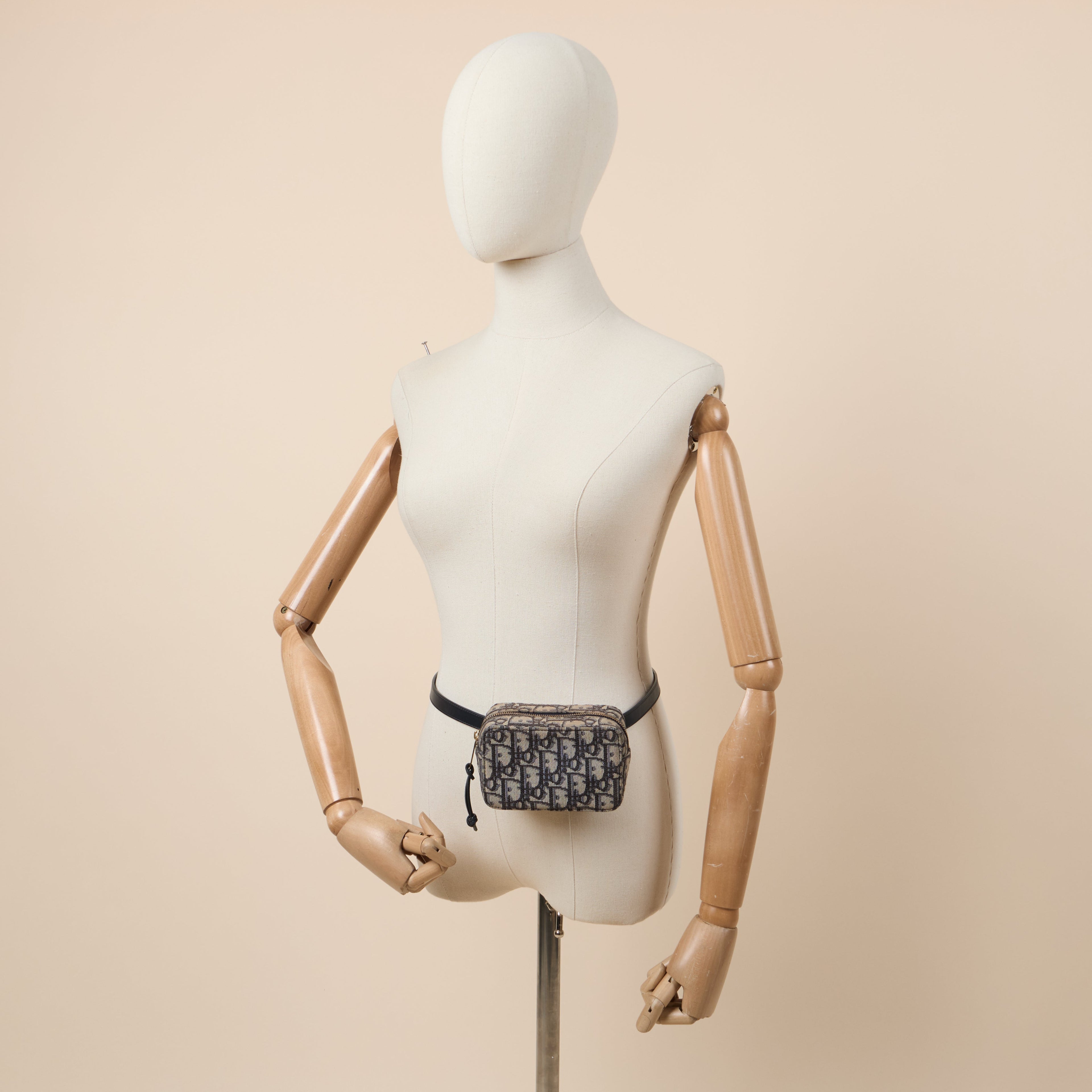 Christian Dior Cross Body Saddle Belt Pouch in Blue, Dior Oblique Embroidery — Lifestyle View
