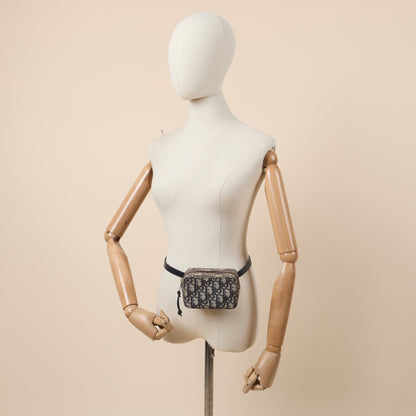 Christian Dior Cross Body Saddle Belt Pouch in Blue, Dior Oblique Embroidery — Lifestyle View