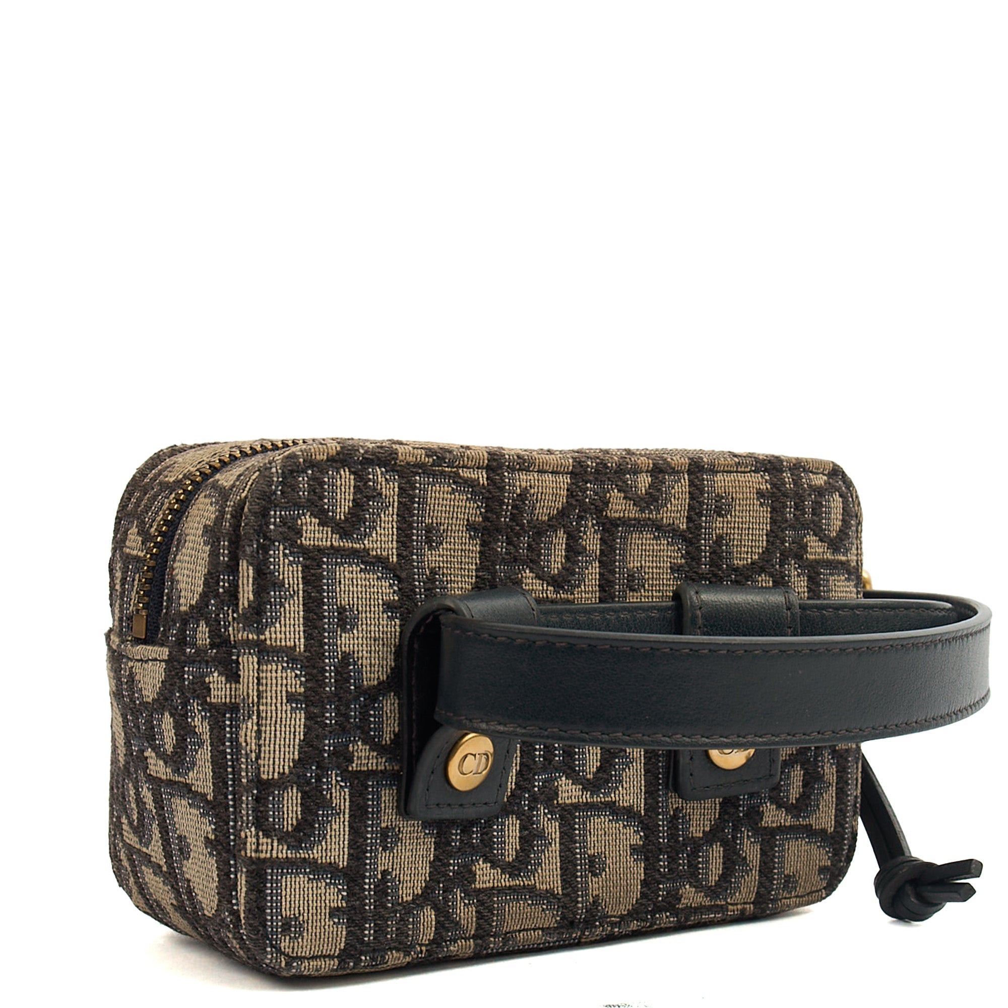 Christian Dior Cross Body Saddle Belt Pouch in Blue, Dior Oblique Embroidery — Back View