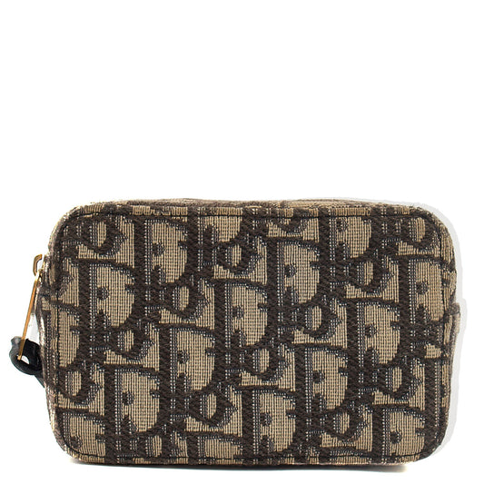 Christian Dior Cross Body Saddle Belt Pouch in Blue, Dior Oblique Embroidery — Front View