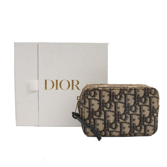 Christian Dior Cross Body Saddle Belt Pouch in Blue, Dior Oblique Embroidery — Side View