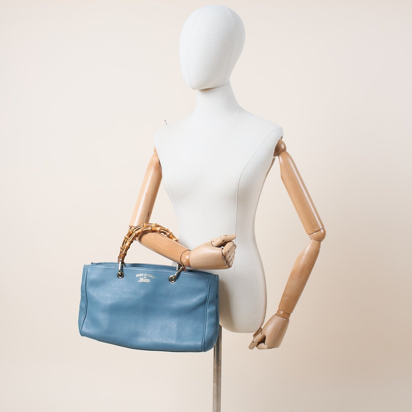 Gucci Tote Bamboo Shopper Tote - Medium in Blue, Leather — Alternate View 8