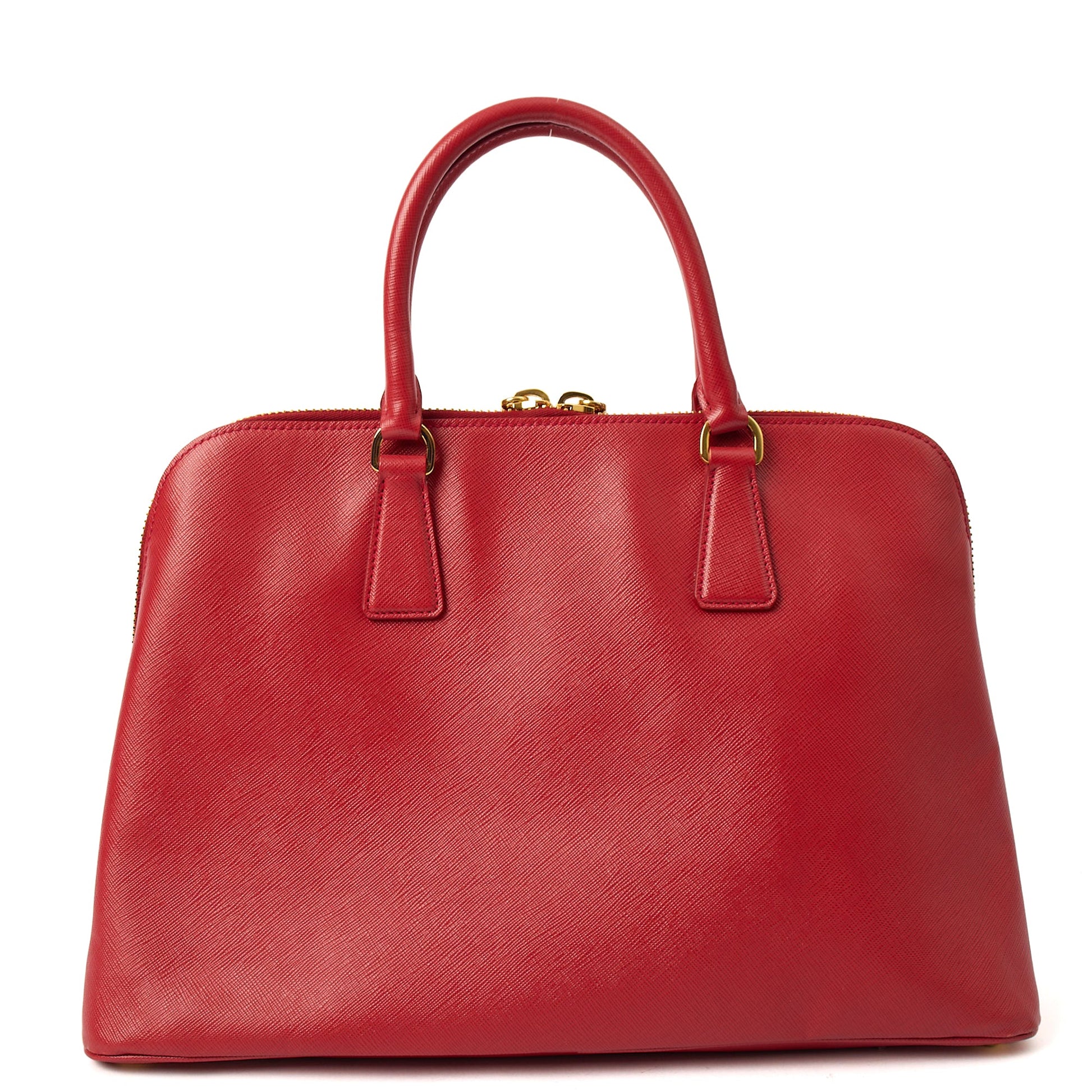 Prada Top Handle Lux Tote in Red, Calfskin — Top View