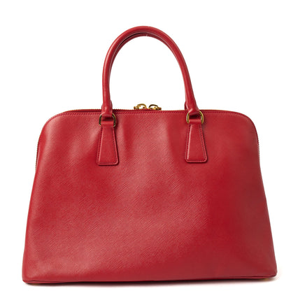 Prada Top Handle Lux Tote in Red, Calfskin — Top View