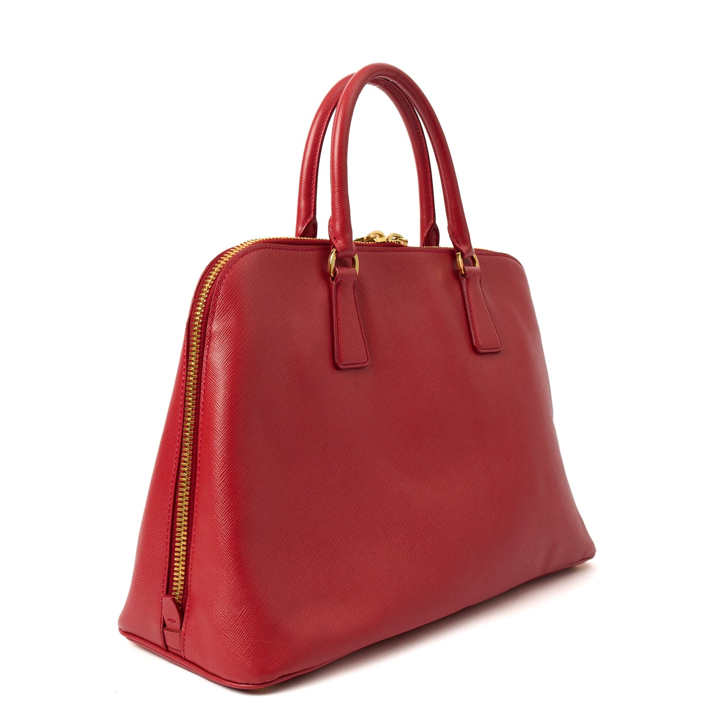 Prada Top Handle Lux Tote in Red, Calfskin — Back View