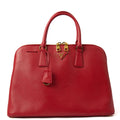 Prada Top Handle Lux Tote in Red, Calfskin — Front View