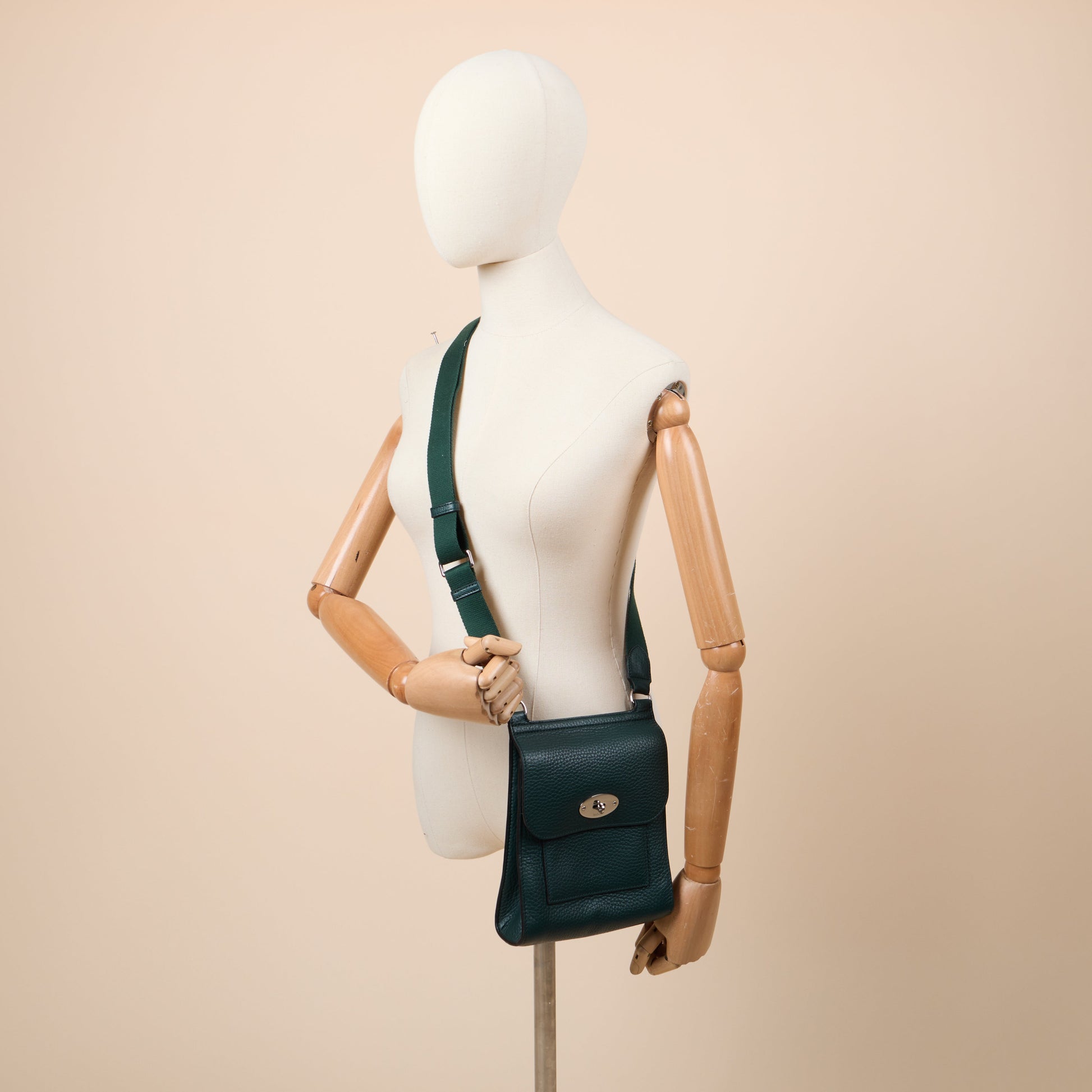 Mulberry Cross Body Antony - Small in Mulberry Green, Leather — Side View