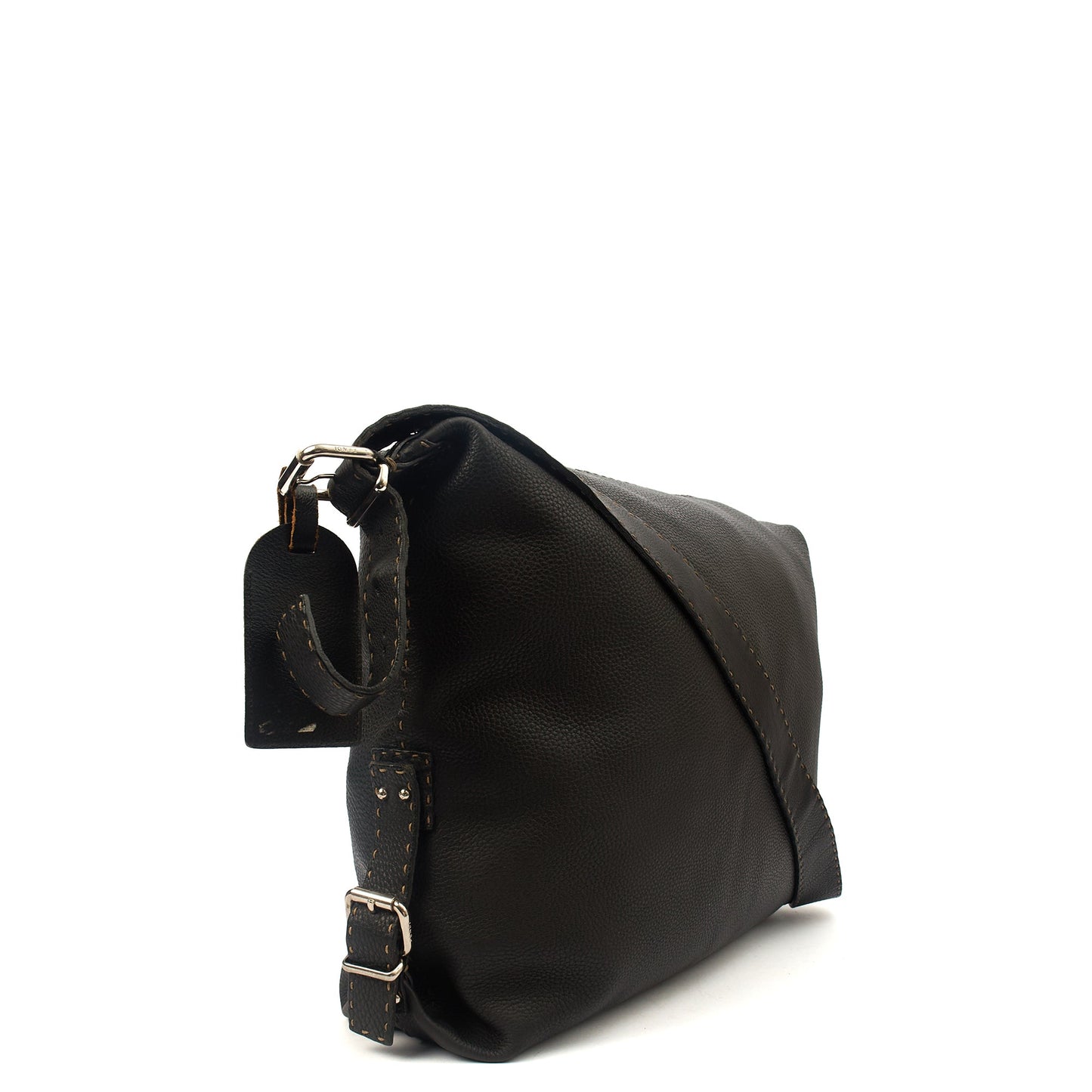 Fendi Tote Shoulder Bag in Black, Leather — Side View