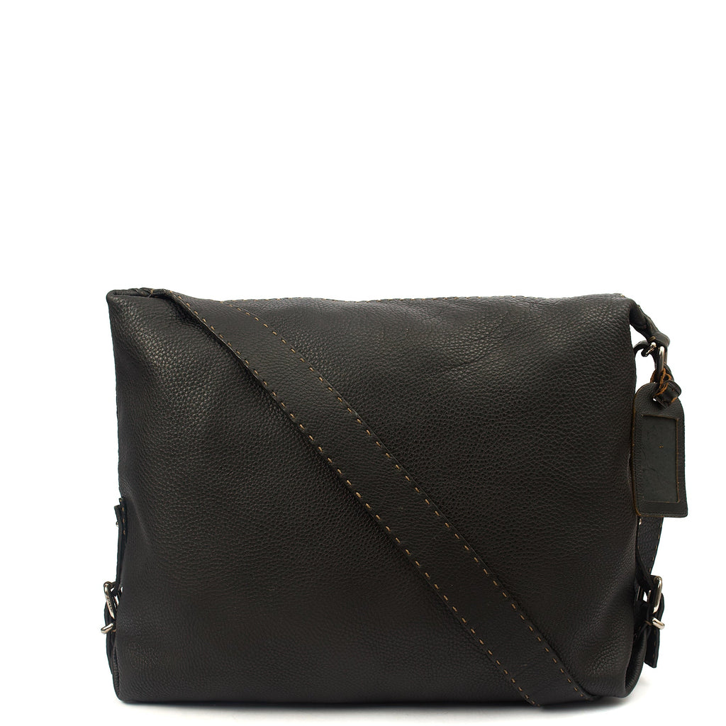 Fendi Tote Shoulder Bag in Black, Leather — Front View