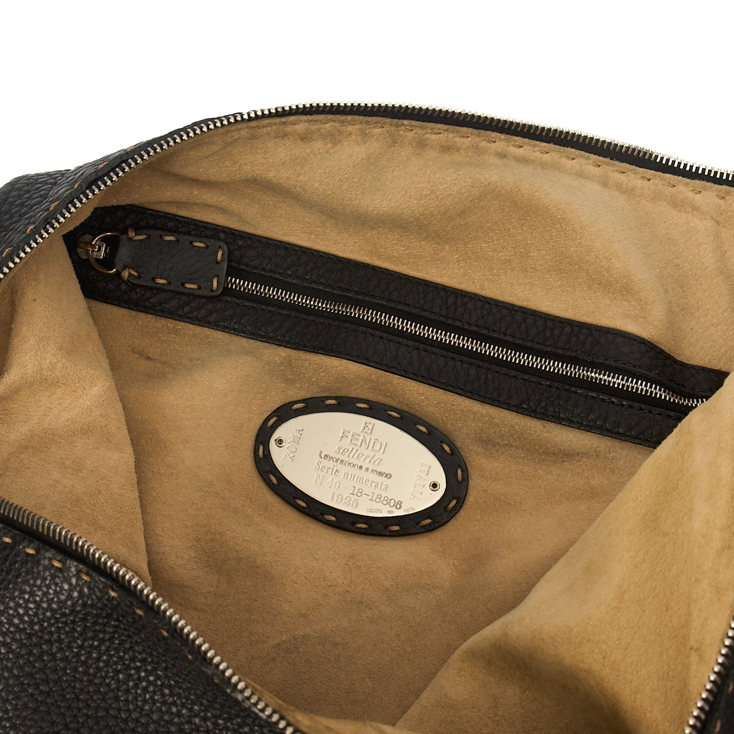 Fendi Tote Shoulder Bag in Black, Leather — Top View