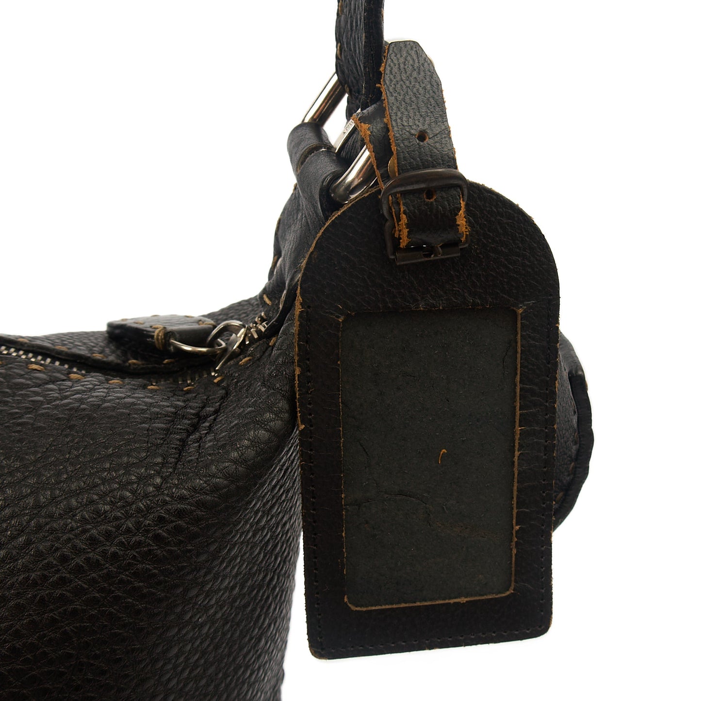Fendi Tote Shoulder Bag in Black, Leather — Detail View