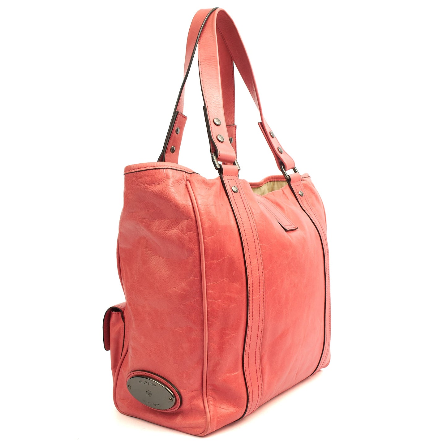Mulberry Tote Vintage Tote  in Pink, Leather — Back View