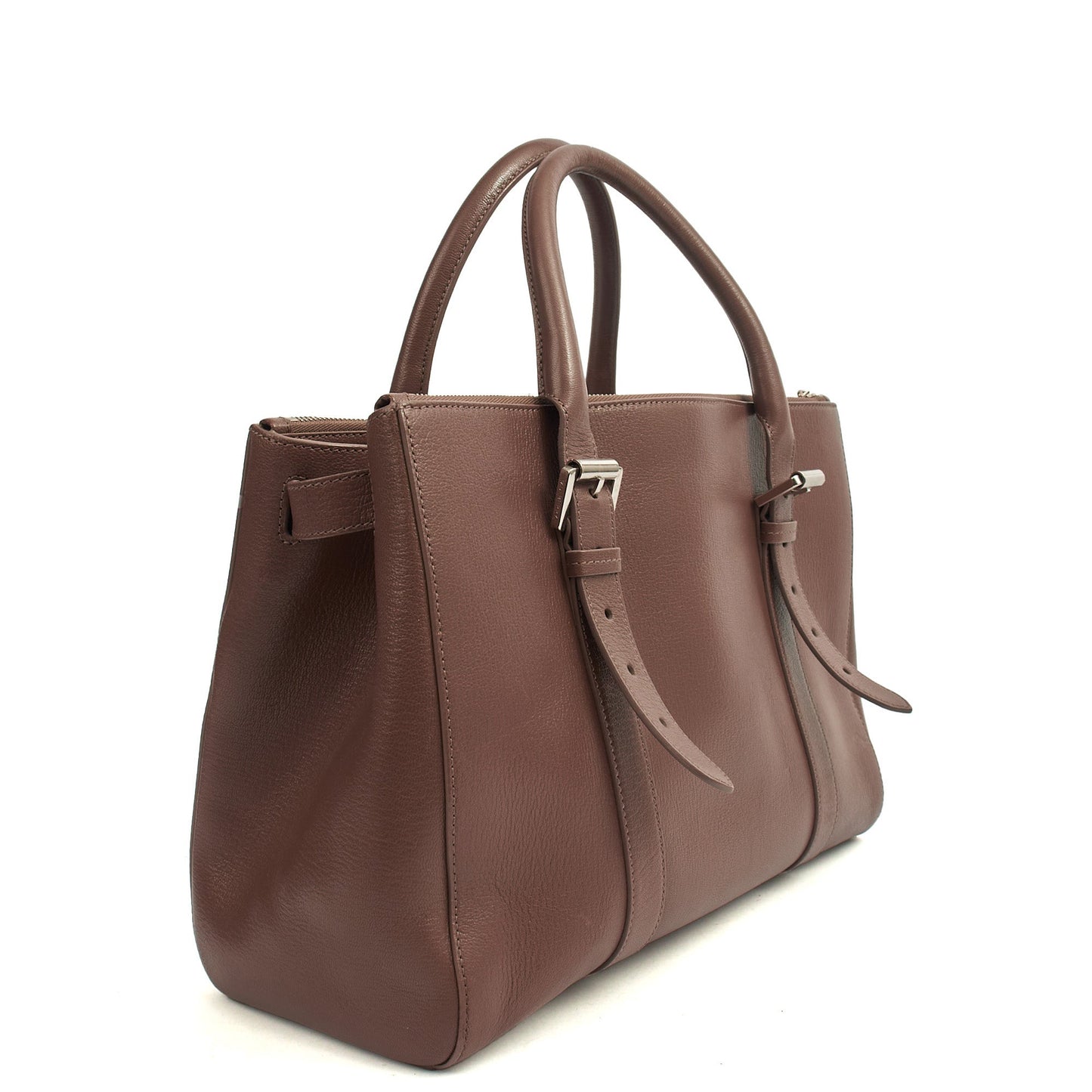 Mulberry Tote Bayswater Double Zip Tote in Putty, Leather — Side View