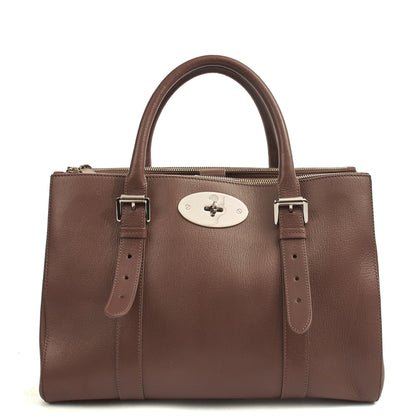 Mulberry Tote Bayswater Double Zip Tote in Putty, Leather — Front View