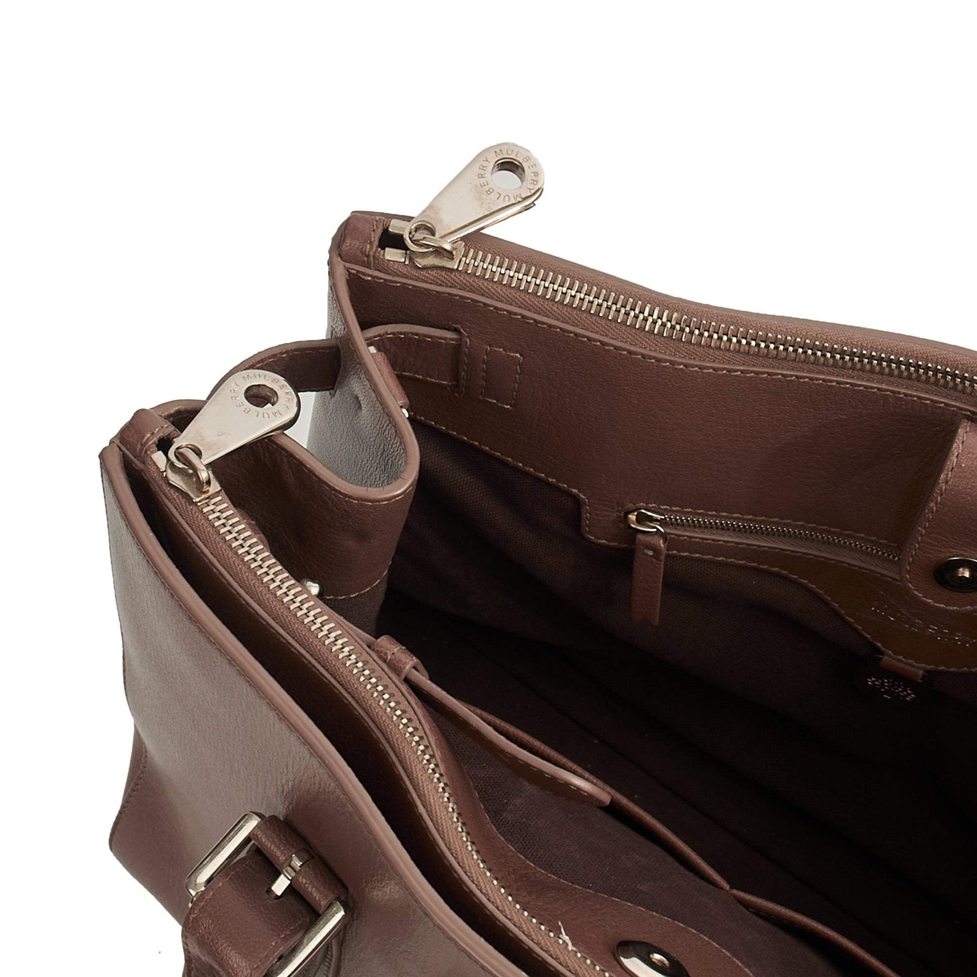 Mulberry Tote Bayswater Double Zip Tote in Putty, Leather — Detail View