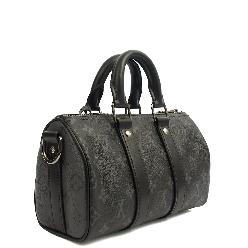 Louis Vuitton Cross Body Keepall 25 Bandouliere in Monogram Eclipse, Canvas — Back View