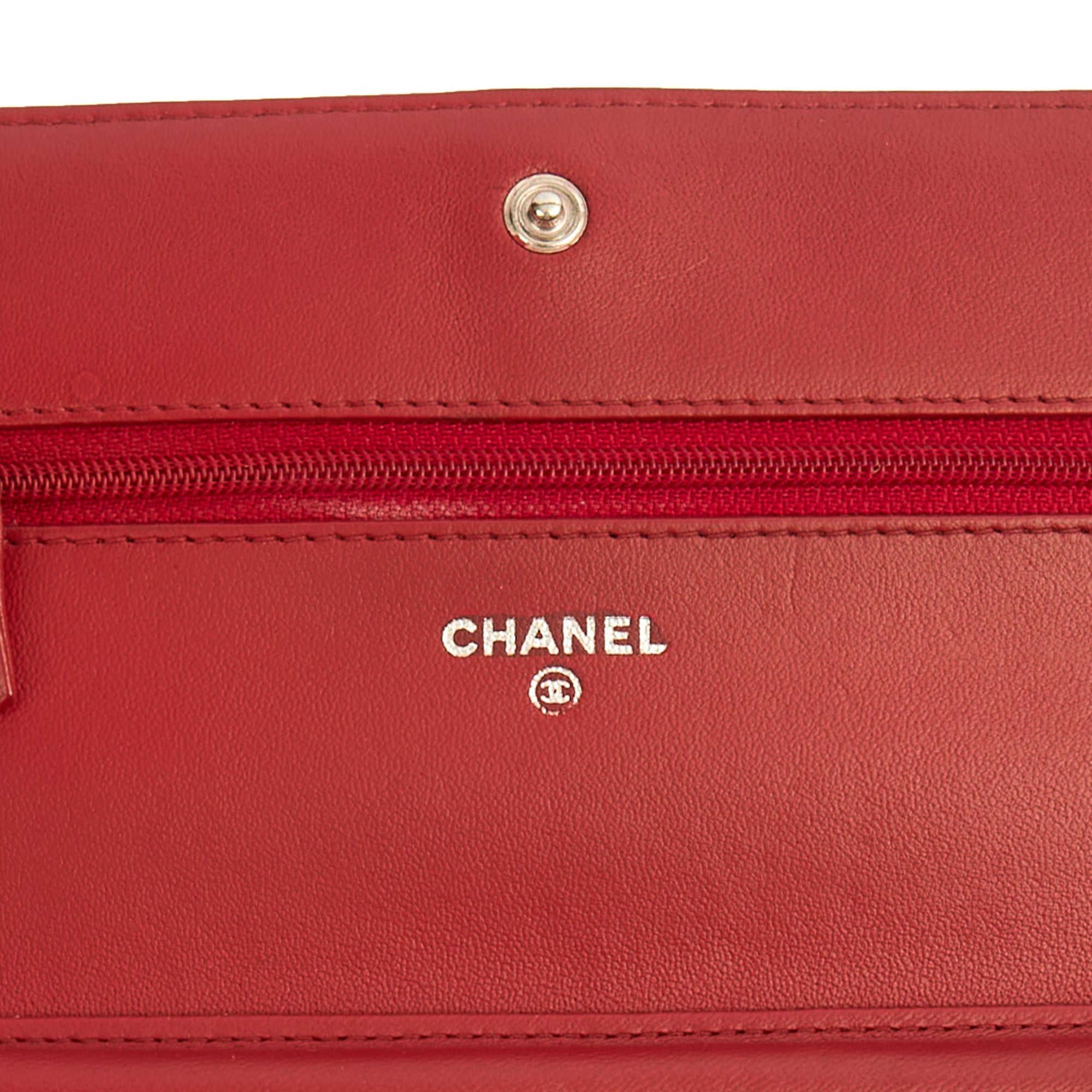 Chanel Cross Body Camellia - Wallet On Chain in Red, Lambskin Leather — Alternate View 8