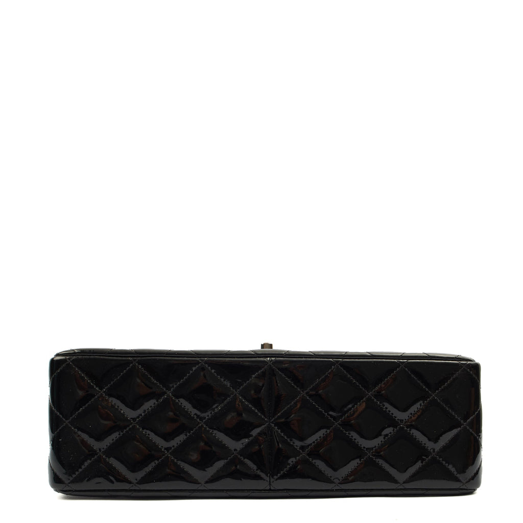 Chanel Shoulder Bag Classic Double Flap - Medium in Black, Patent Leather — Alternate View 13