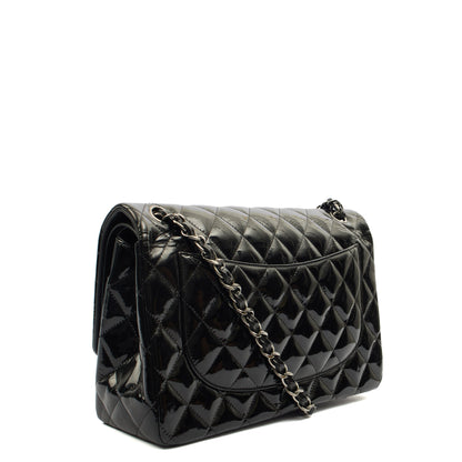 Chanel Shoulder Bag Classic Double Flap - Medium in Black, Patent Leather — Alternate View 20