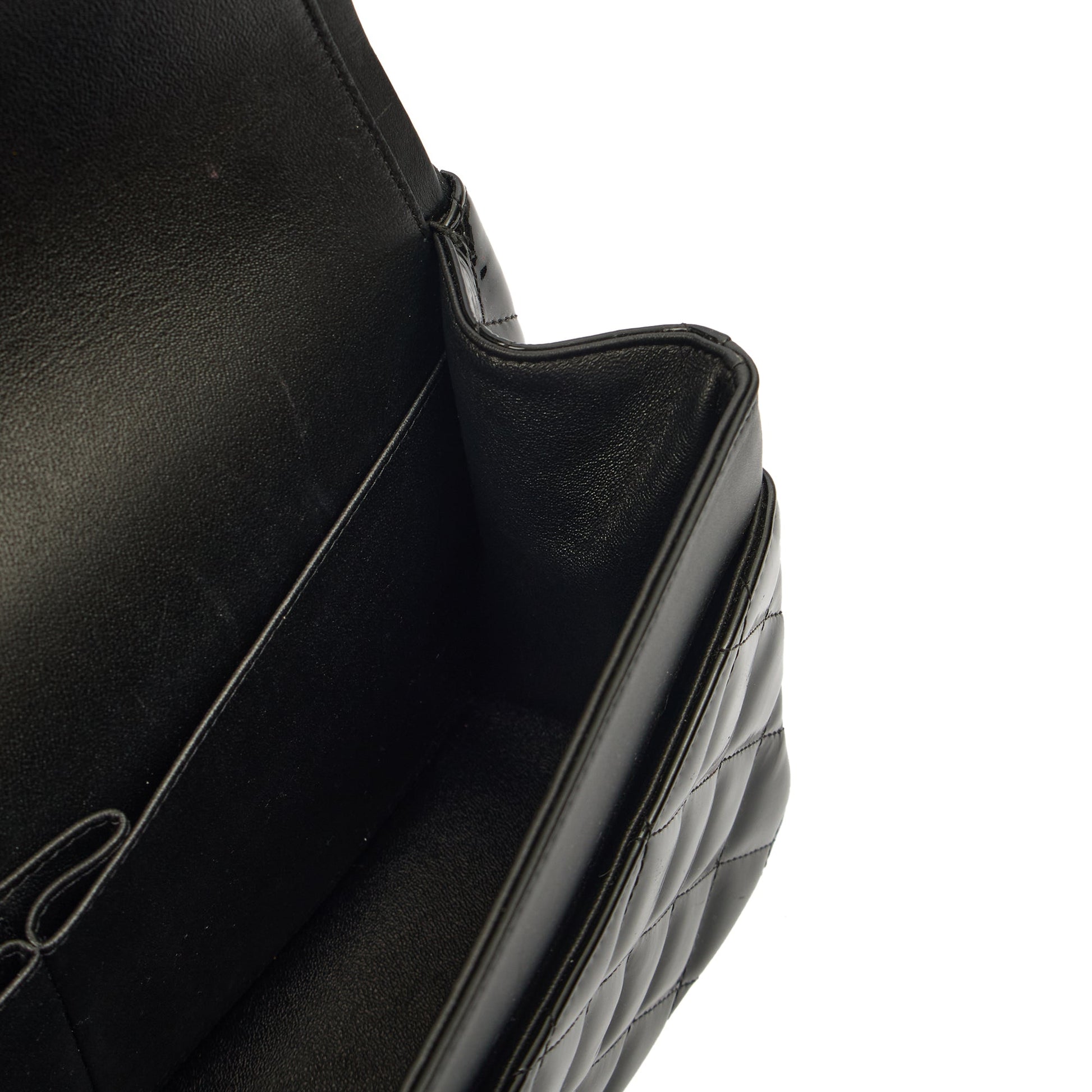 Chanel Shoulder Bag Classic Double Flap - Medium in Black, Patent Leather — Alternate View 18