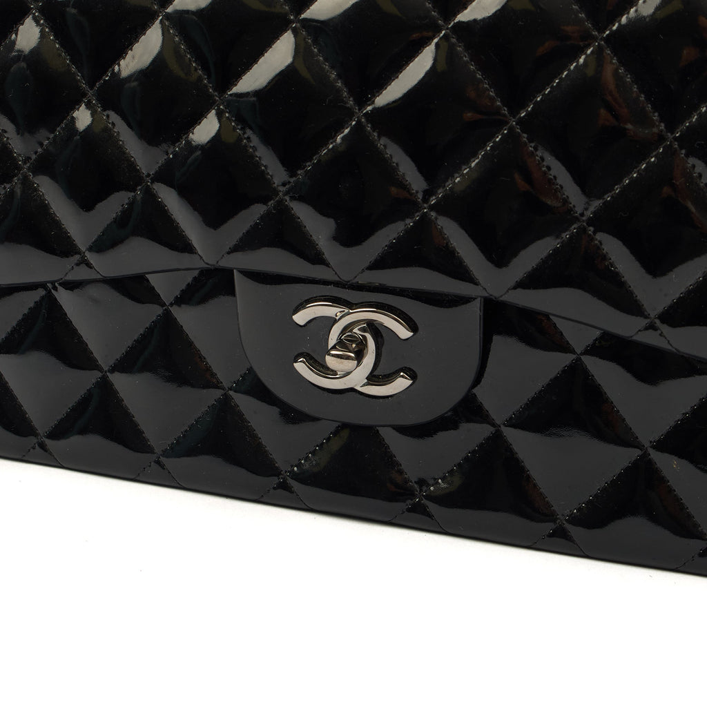 Chanel Shoulder Bag Classic Double Flap - Medium in Black, Patent Leather — Alternate View 15