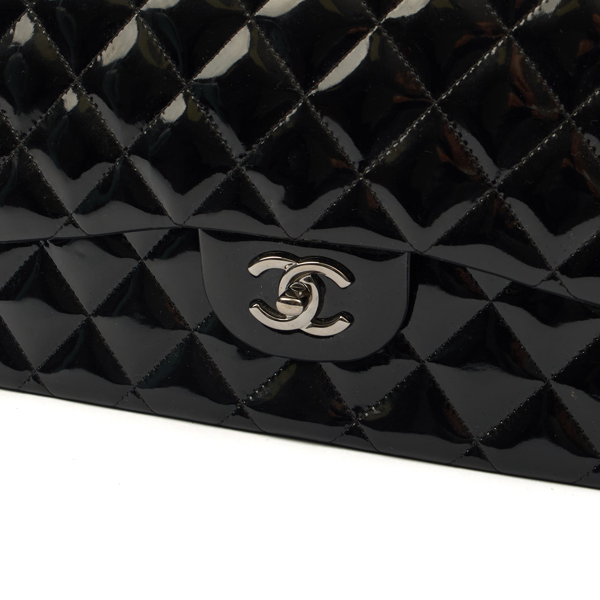 Chanel Shoulder Bag Classic Double Flap - Medium in Black, Patent Leather — Alternate View 15