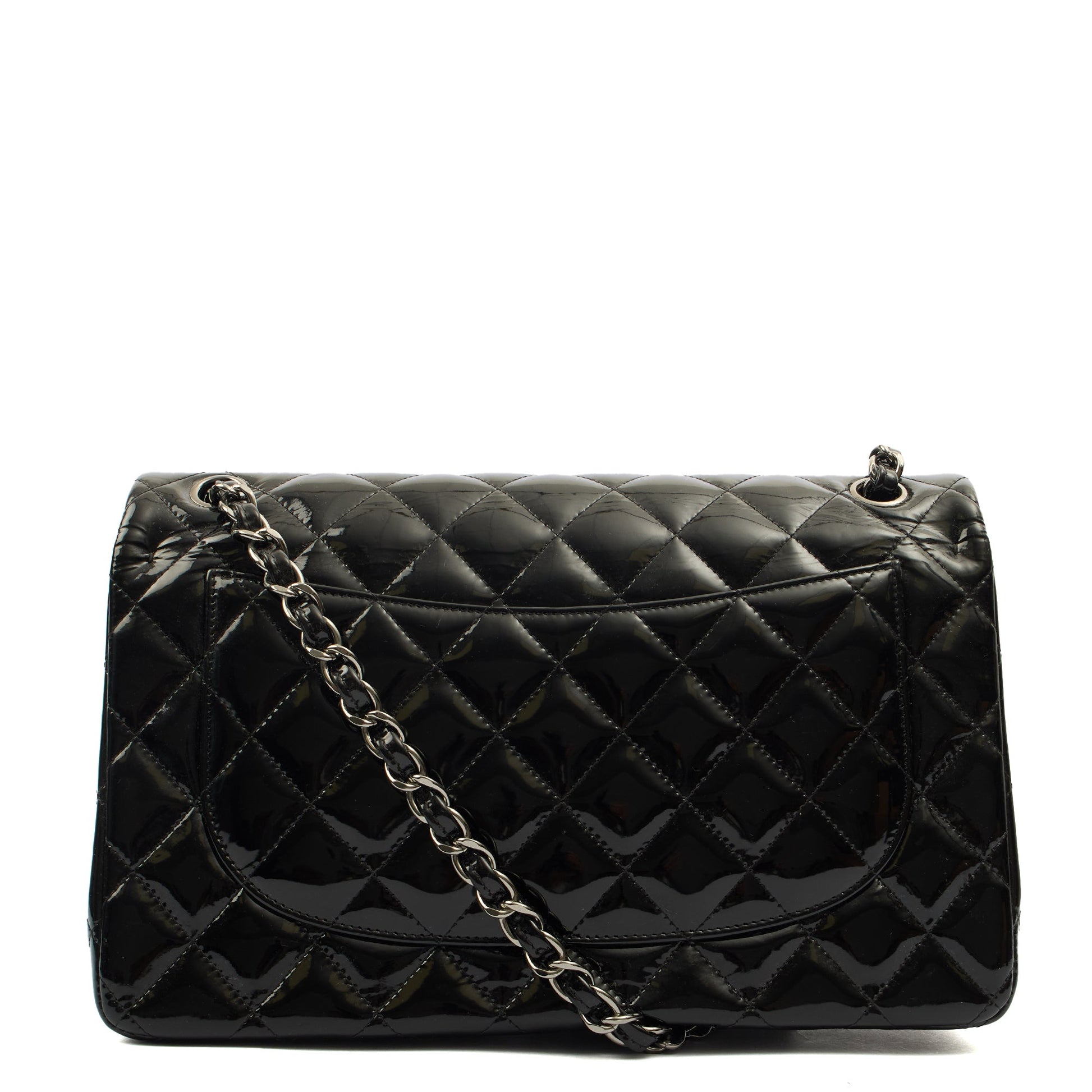 Chanel Shoulder Bag Classic Double Flap - Medium in Black, Patent Leather — Alternate View 12