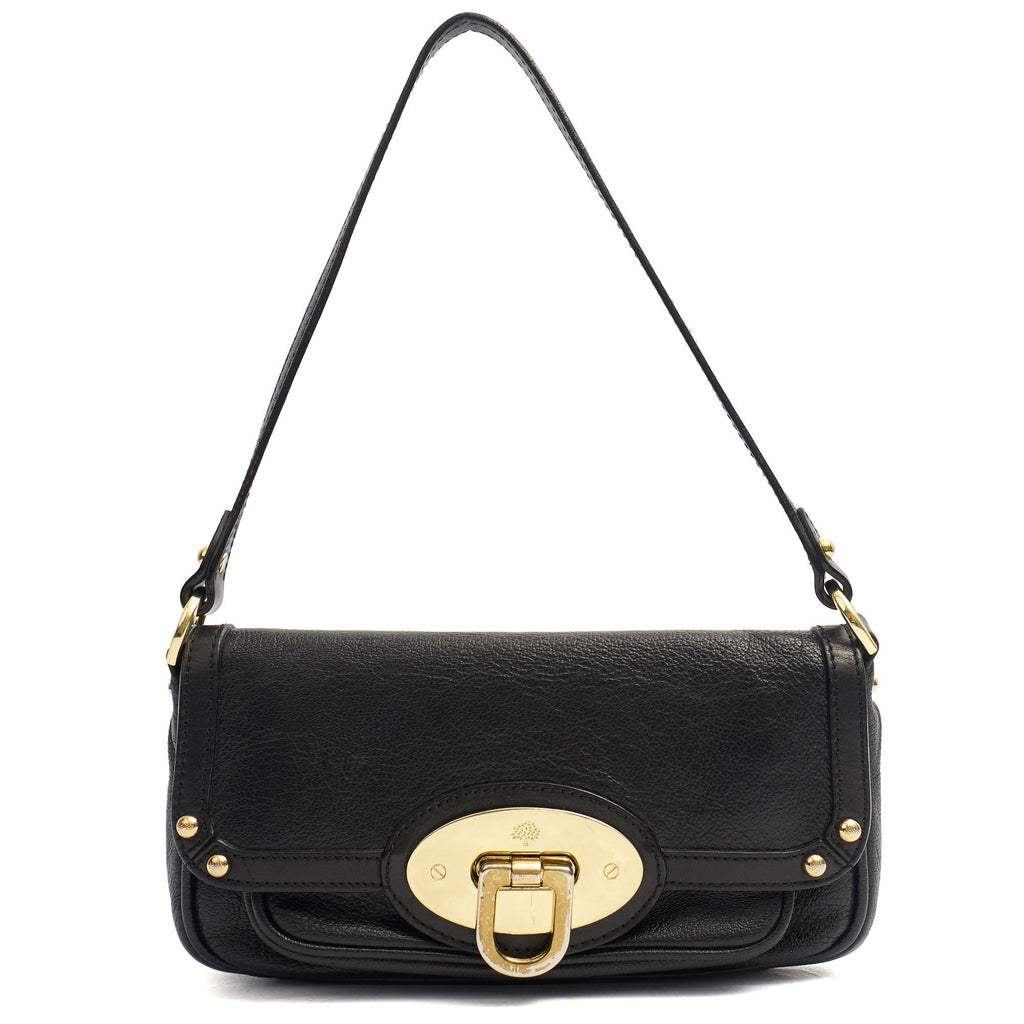 Mulberry Shoulder Bag Vintage Shoulder Bag in Black, Leather — Front View