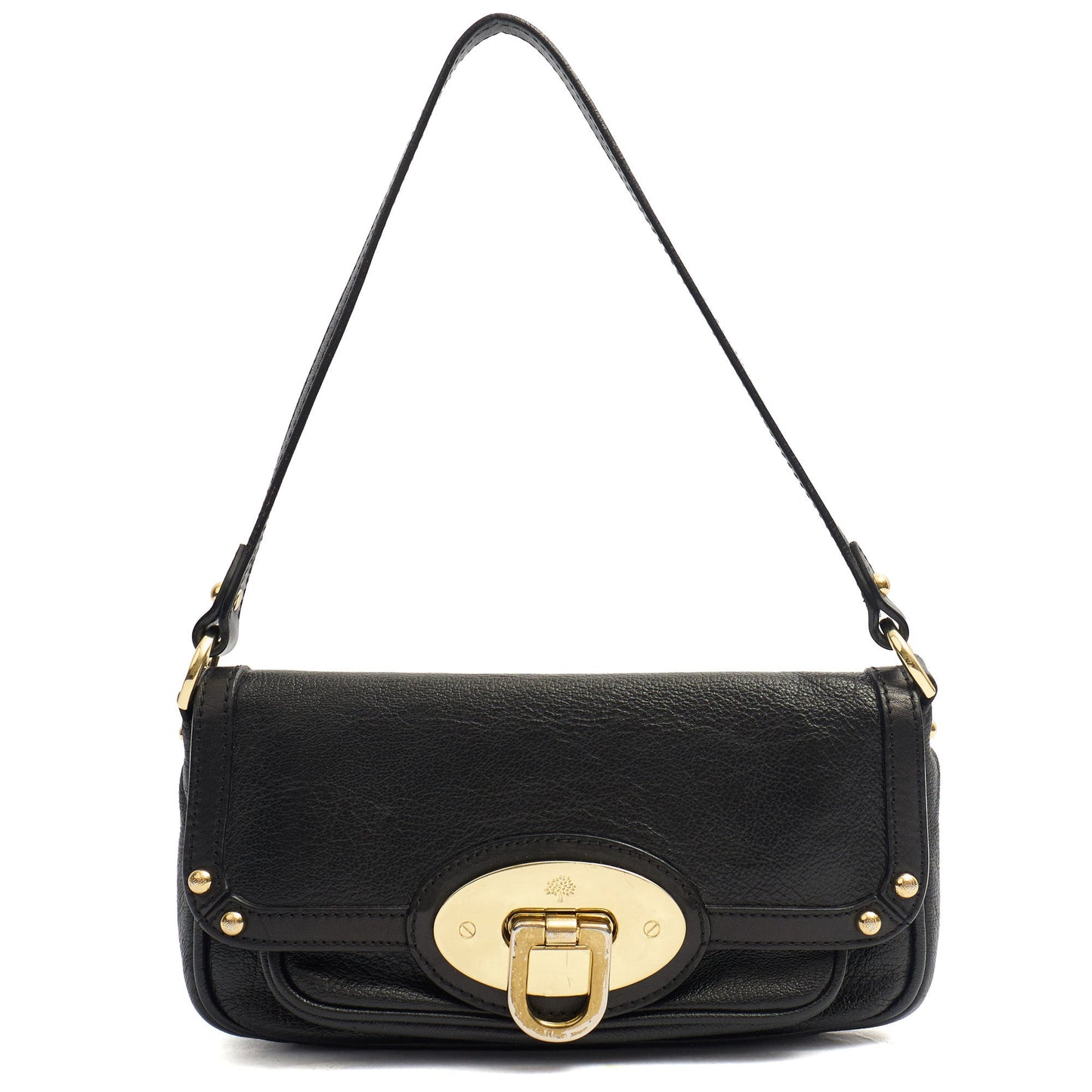 Mulberry Shoulder Bag Vintage Shoulder Bag in Black, Leather — Front View