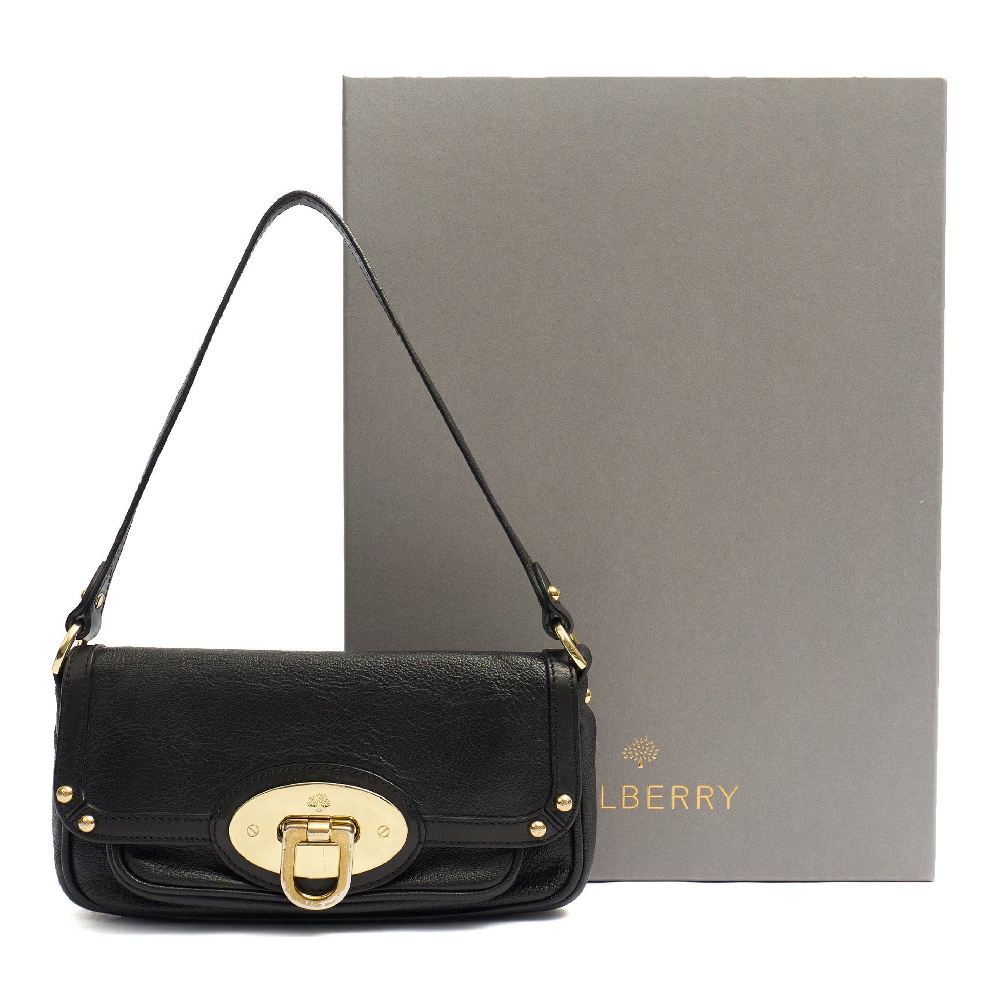 Mulberry Shoulder Bag Vintage Shoulder Bag in Black, Leather — Side View