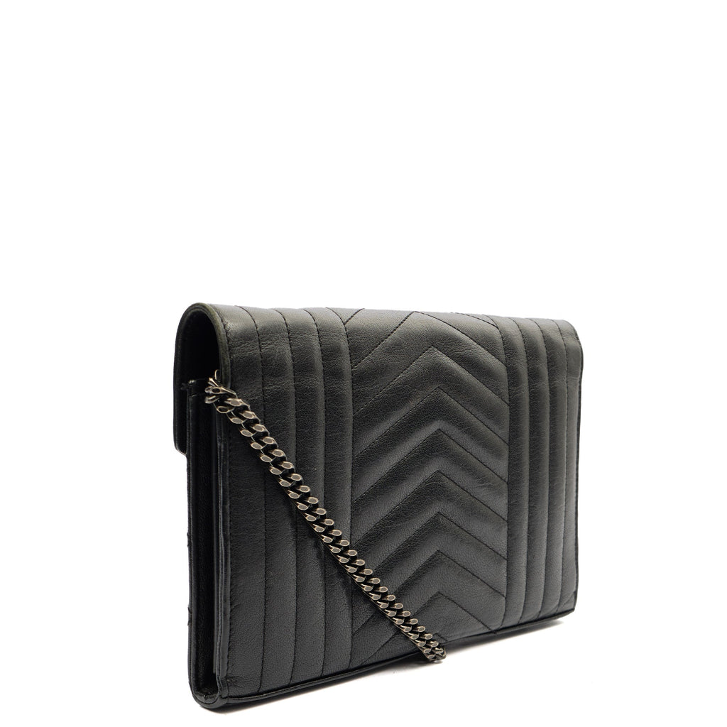 Saint Laurent Cross Body Envelope Shoulder Bag - Small in Black, Leather — Alternate View 8