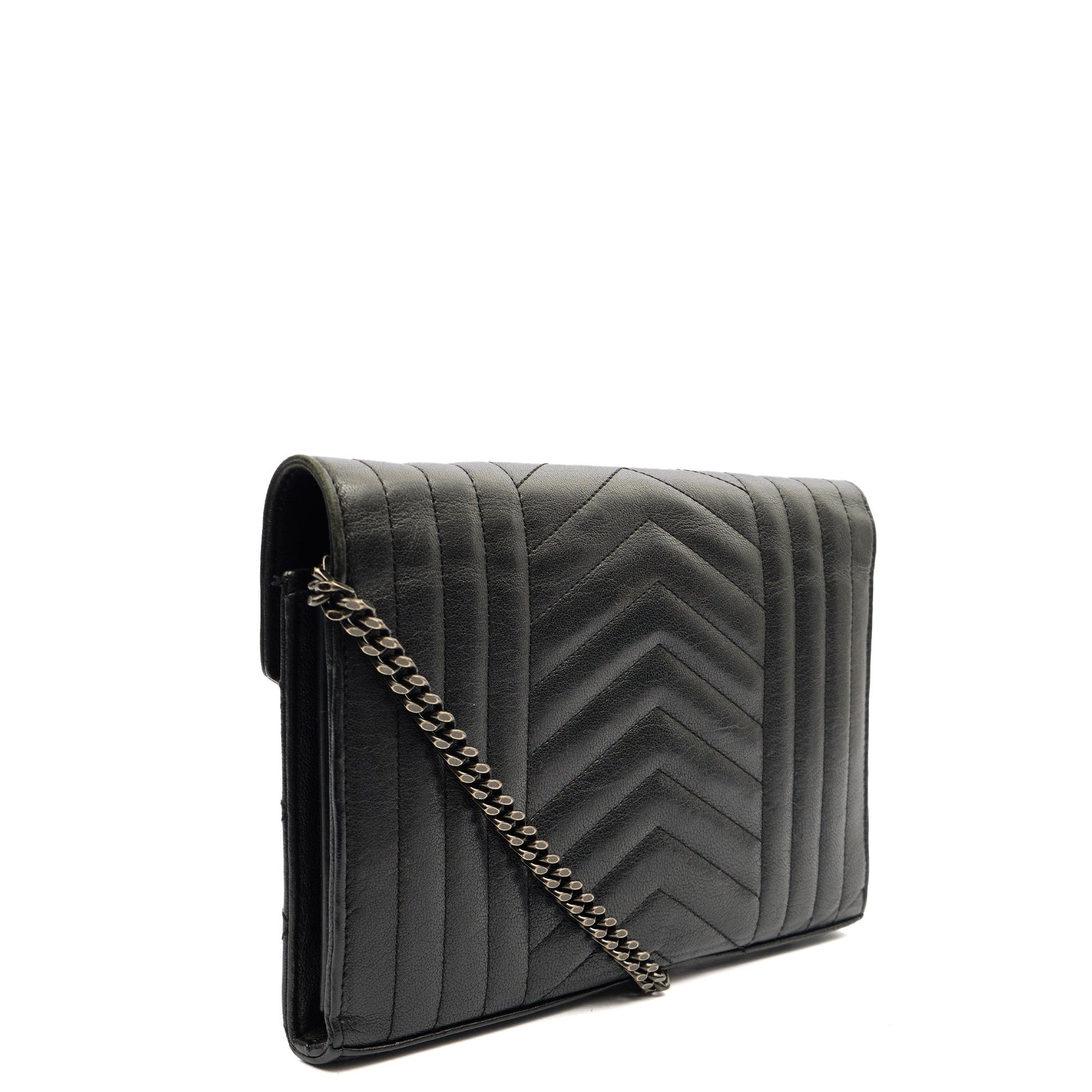 Saint Laurent Cross Body Envelope Shoulder Bag - Small in Black, Leather — Alternate View 14