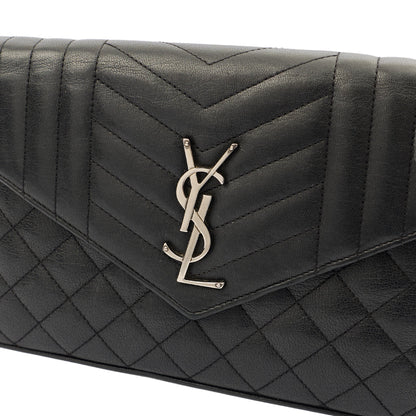 Saint Laurent Cross Body Envelope Shoulder Bag - Small in Black, Leather — Lifestyle View