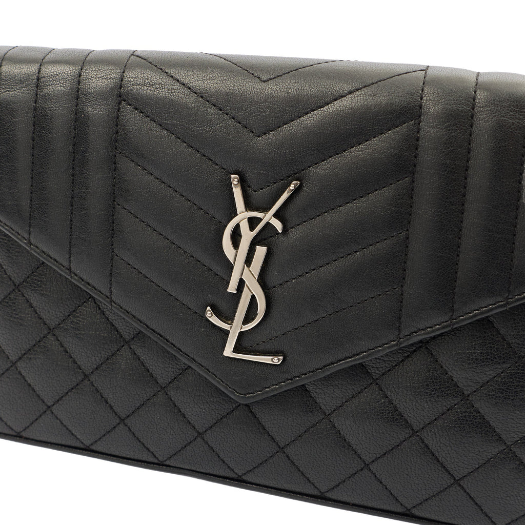 Saint Laurent Cross Body Envelope Shoulder Bag - Small in Black, Leather — Alternate View 18