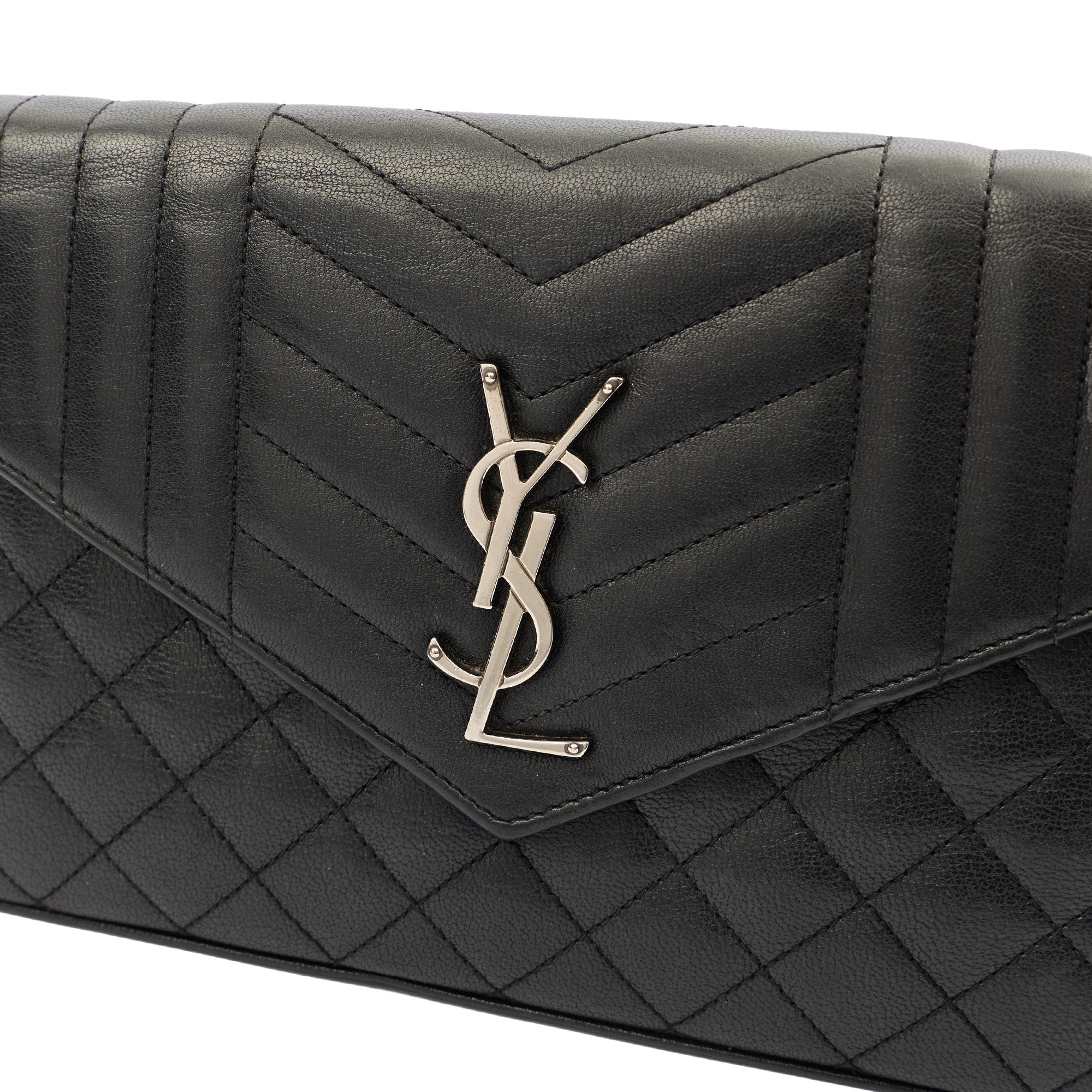Saint Laurent Cross Body Envelope Shoulder Bag - Small in Black, Leather — Alternate View 12