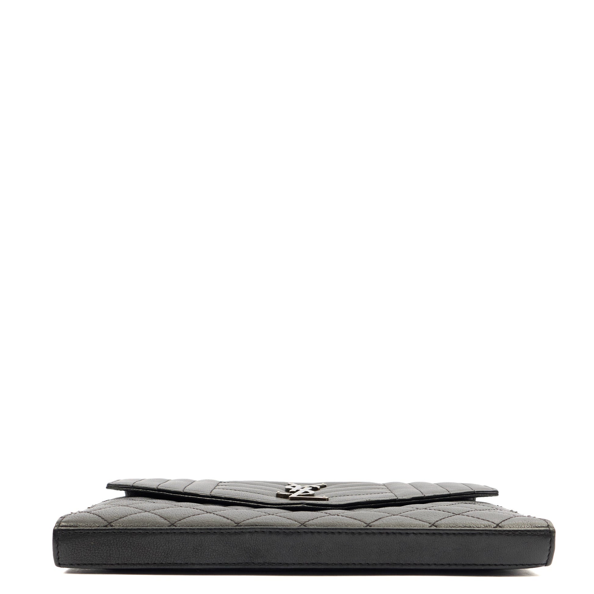 Saint Laurent Cross Body Envelope Shoulder Bag - Small in Black, Leather — Top View
