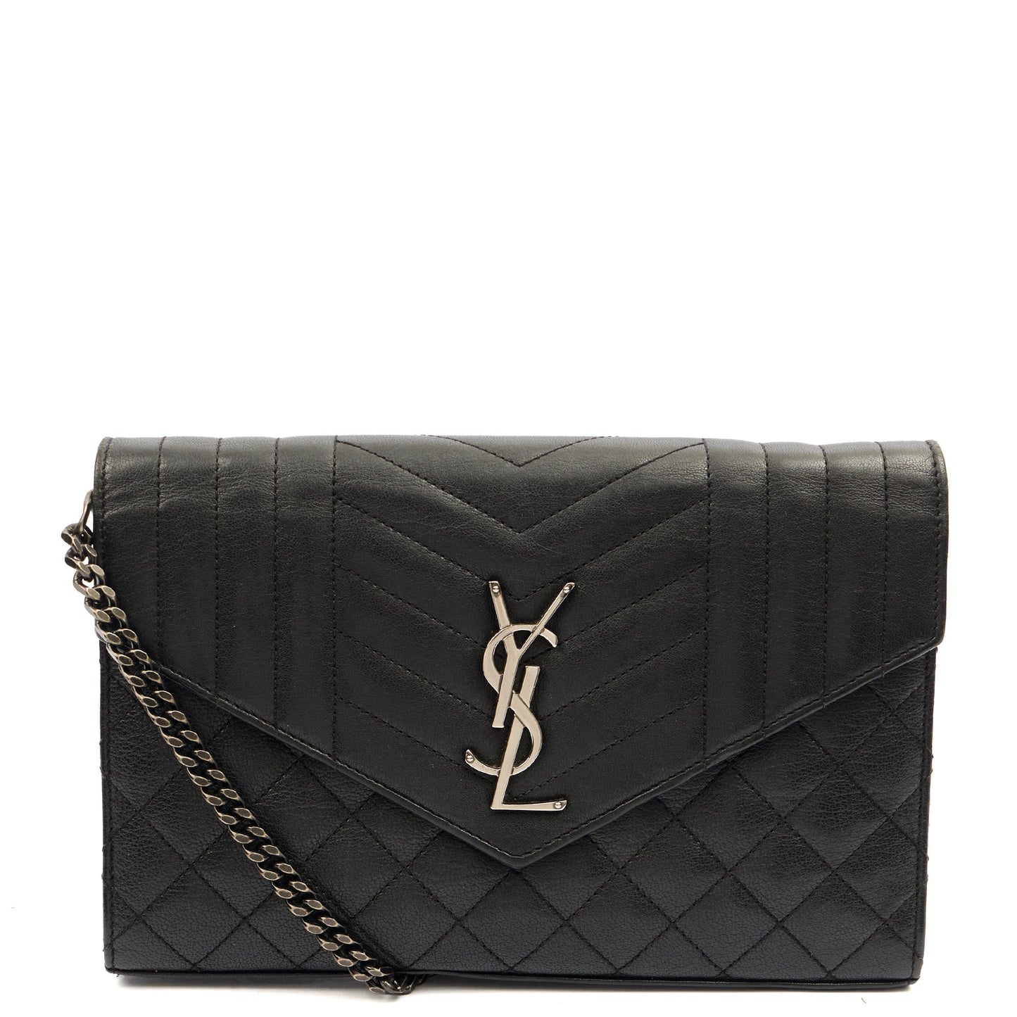 Saint Laurent Cross Body Envelope Shoulder Bag - Small in Black, Leather — Alternate View 7
