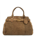 Gucci Tote GG Running Tote in Brown, Python Leather — Front View